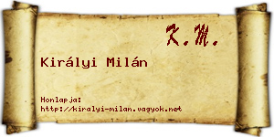Királyi Milán névjegykártya