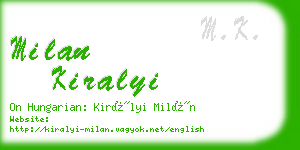 milan kiralyi business card